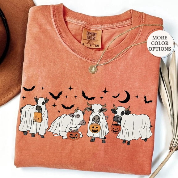 DOPASHIRT Funny Cows Hal.Low.Een Shirt, Hal.Low.Een Party Tee, Ghost Cow Shirt, Farm Hal.Low.Een Shirt, Animal Lover Gift, Trendy Sp00Ky Tee Unisex S-5XL Hot Trending Shirt, Vintage Birthday Gift