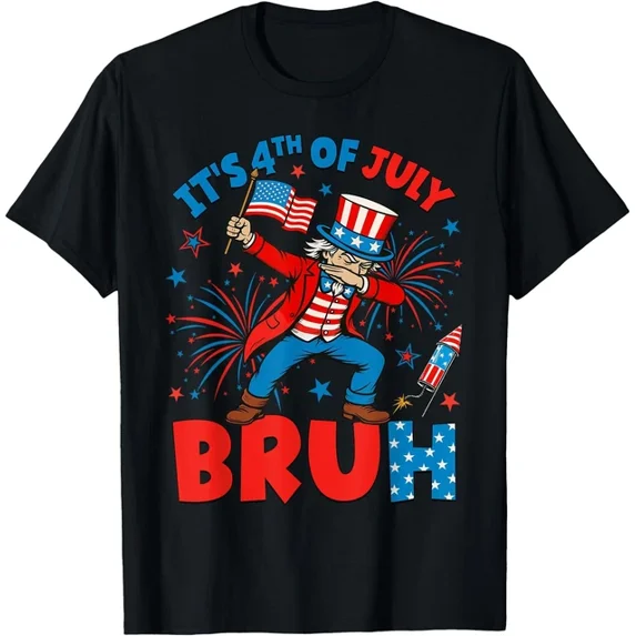 DOPASHIRT Funny Dabbing It'S 4Th Of July Bruh Usa Flag Men Boys T-Shirt Unisex S-5XL Hot Trending Shirt, Vintage Birthday Gift