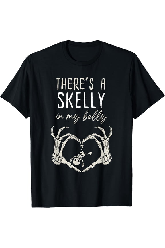 Funny Skeleton There'S Skelly In My Belly Pregnant Hal.Low.Een T-Shirt Unisex S-5XL Hot Trending Shirt, Vintage Birthday Gift