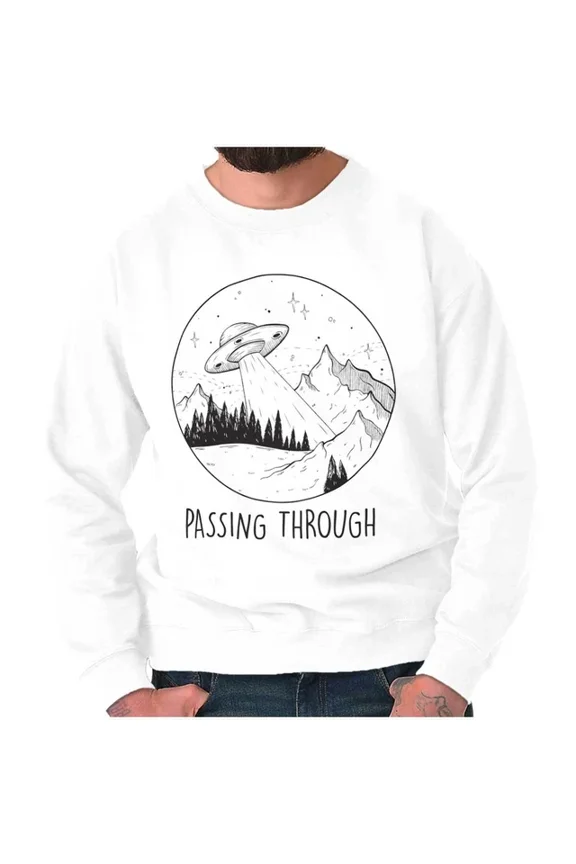 Funny Space Alien Ufo Passing Through Sweatshirt Trendy Sweatshirt, Birthday Gift