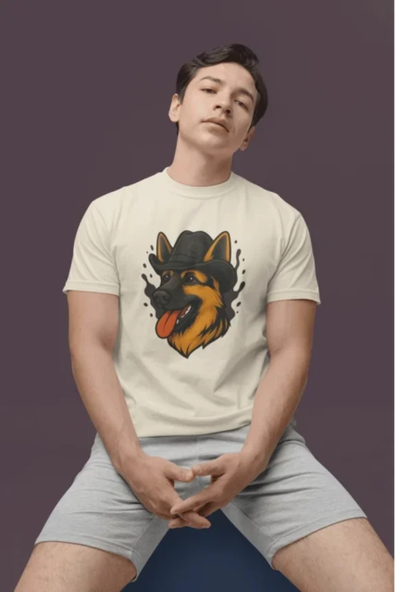 German Shepherd Cowboy Hat T-Shirt, Cool Dog Graphic Tee, Pet Lover Gift Unisex S-5XL Hot Trending Shirt, Vintage Birthday Gift