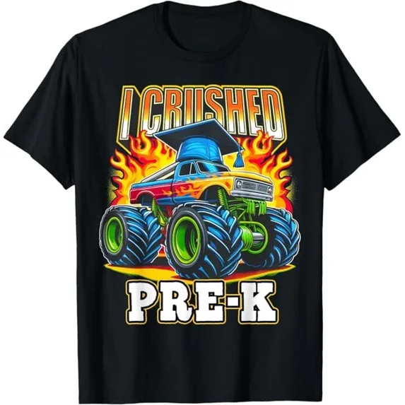 DOPASHIRT Graduation Pre-K Monster Truck Boys I Crushed Preschool Grad T-Shirt Unisex S-5XL Hot Trending Shirt, Vintage Birthday Gift