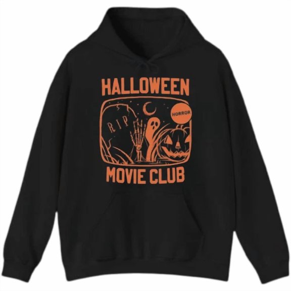 DOPASHIRT Hal.Low.Een Horror Movie Club Hoodie, Retro Spooky Scary Film Lovers Outdoor Hoodie, Trendy Hoodie, Birthday Gift