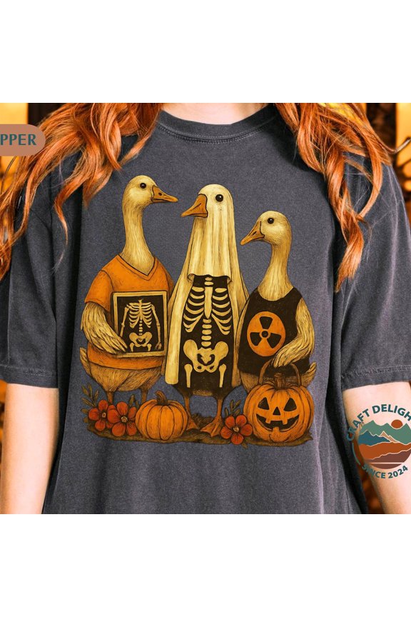 Hal.Low.Een Radiology Shirt, Goose Skeleton X Ray Ghost Pumpkin Graphic Tee, Sp00Ky Rad Tech Shirt, Funny Radiologist Nurse Sweater Gift Unisex S-5XL Hot Trending Shirt