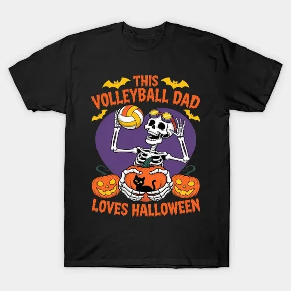 DOPASHIRT Hal.Low.Een Volleyball Dad Sport Skeleton Father'S Day T-Shirt Unisex S-5XL Hot Trending Shirt, Vintage Birthday Gift