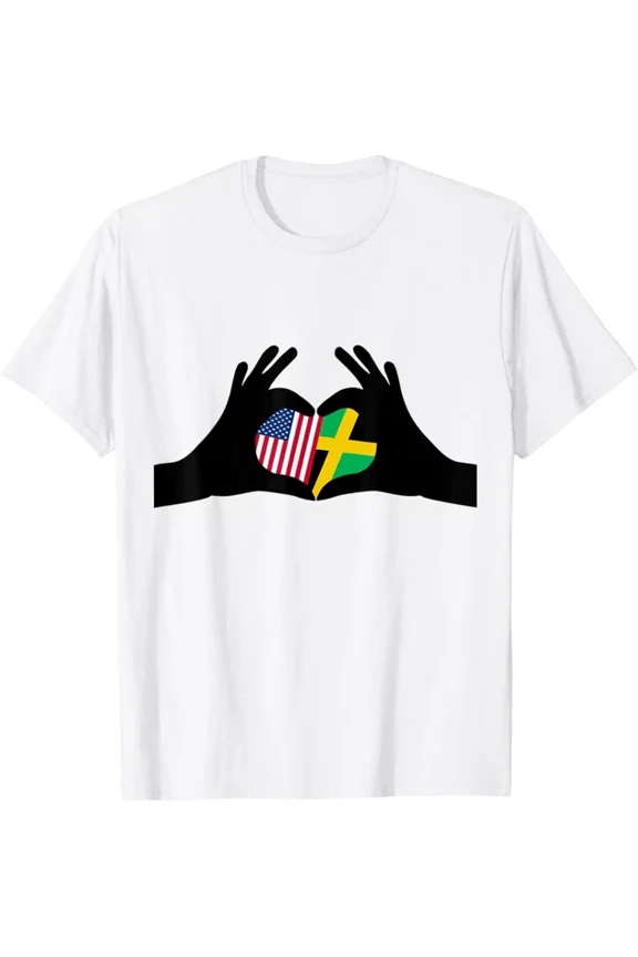 DOPASHIRT Half American Half Jamaican Heritage Usa & Jamaica Flag T-Shirt Unisex S-5XL Hot Trending Shirt, Vintage Birthday Gift