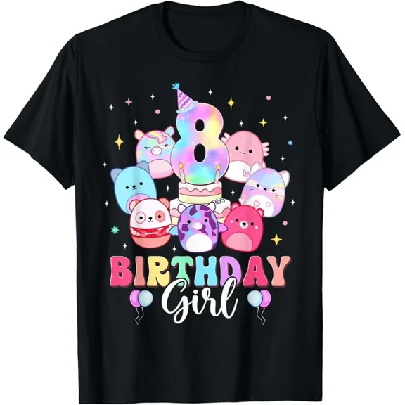 DOPASHIRT Happy Birthday Girl Squish Squad Mallow Girls 8Th Birthday T-Shirt Unisex S-5XL Hot Trending Shirt, Vintage Birthday Gift
