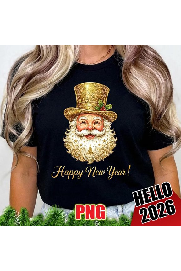 Hello 2026 New Year Shirt, Gold Glitter Style Jolly Man Unisex S-5XL