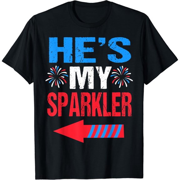 DOPASHIRT His And Hers 4Th Of July Shirts Couples He'S My Sparkler T-Shirt Unisex S-5XL Hot Trending Shirt, Vintage Birthday Gift