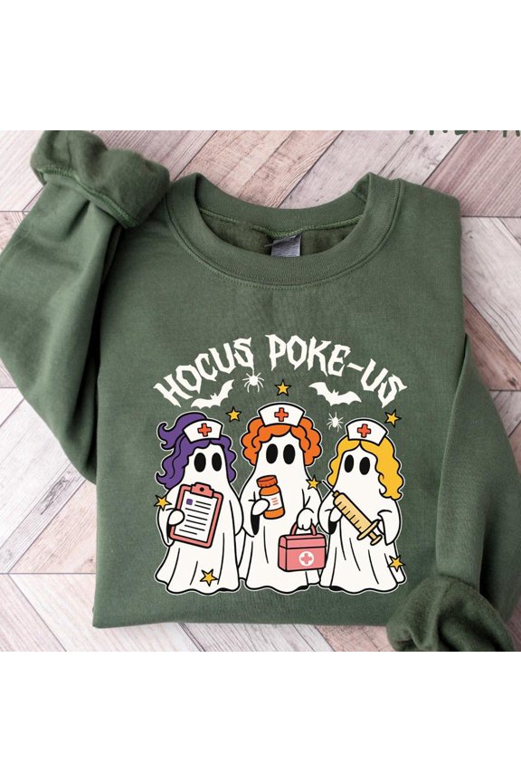 Hocus Poke-Us Witc.H Nurse Hal.Low.Een Sweatshirt, Medical Lab Tech Hal.Low.Een Sweatshirt, Scary Er Crew Sweatshirt, Sp00Ky Health Professional Sweatshirt Trendy Sweatshirt, Birthday Gift