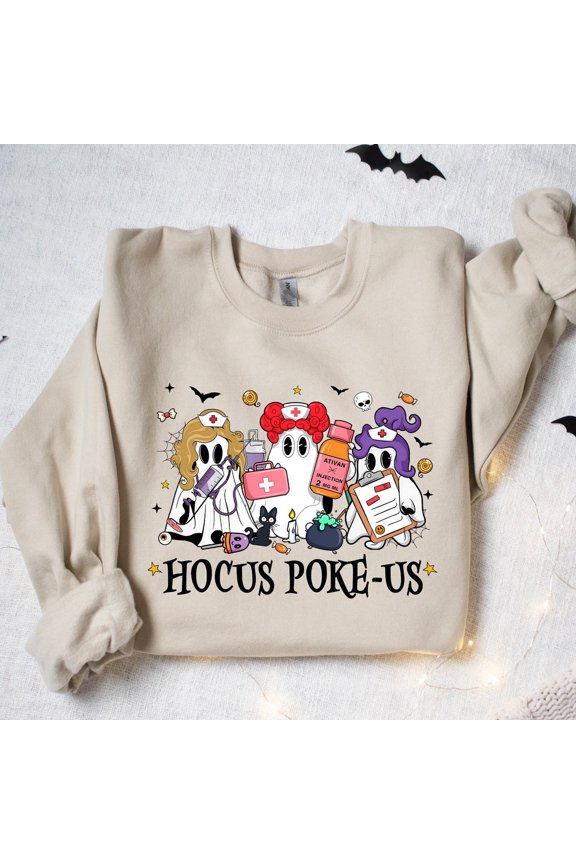 Hocus Poke-Us Witc.H Nurse Hal.Low.Een Sweatshirt, Medical Lab Tech Hal.Low.Een Sweatshirt, Scary Er Crew Sweatshirt, Sp00Ky Health Professional Sweatshirt Trendy Sweatshirt, Birthday Gift