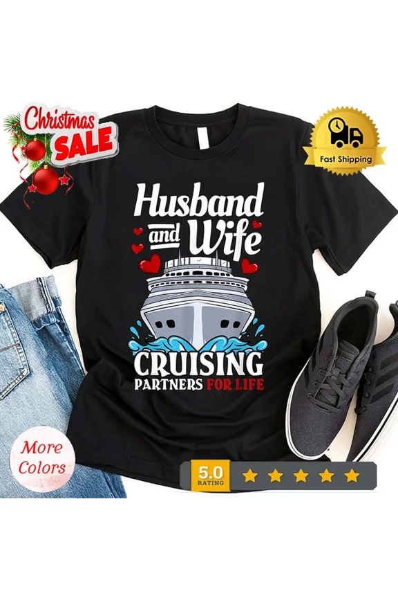 DOPASHIRT Husband And Wife Cruising Partners For Life Cruise Shirt, Cruise Vacation Unisex S-5XL Hot Trending Shirt, Vintage Birthday Gift