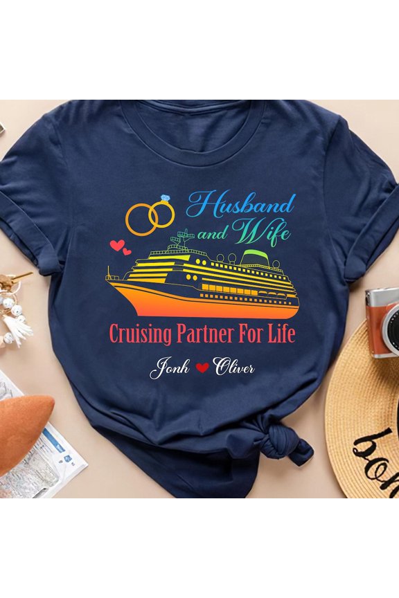 Husband And Wife Cruising Partner For Life T Shirt Cruise Shirt, Husband And Wife Cruise Shirt, Couple Vacation Trip Tee Unisex S-5XL Hot Trending Shirt, Vintage Birthday Gift