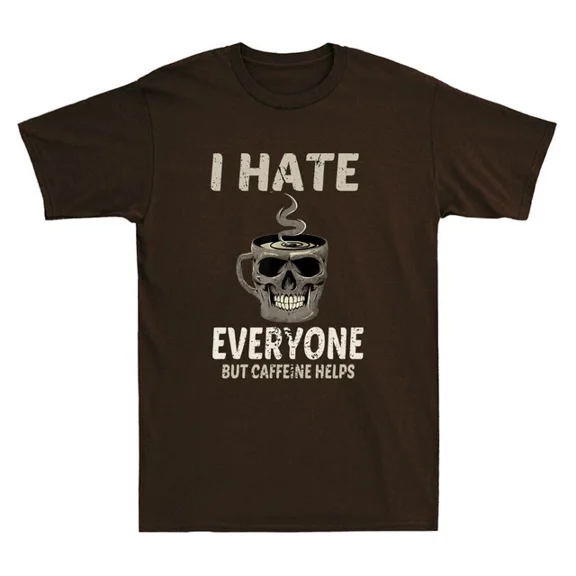 DOPASHIRT I Hate Everyone But Caffeine Helps Funny Skull Cup Graphic Vintage Men'S T-Shirt Unisex S-5XL Hot Trending Shirt, Vintage Birthday Gift