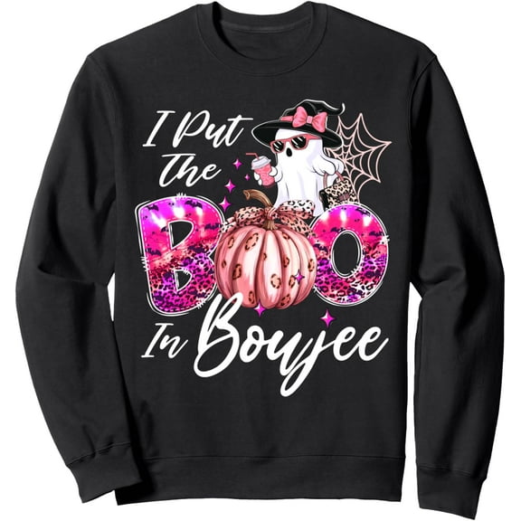 DOPASHIRT I Put The Boo In Boujee Cute Leo.Pard Boujie Ghost Hal.Low.Een Sweatshirt Trendy Sweatshirt, Birthday Gift