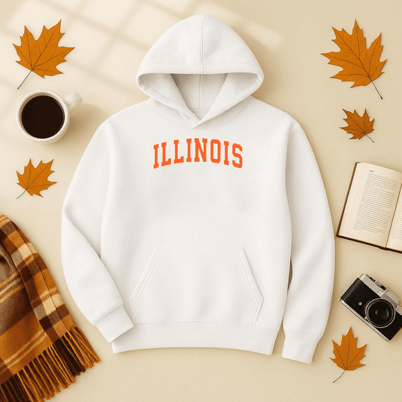 DOPASHIRT Illinois Il Vintage Athletic Sports Design Orange Style Hoodie Outdoor Hoodie, Trendy Hoodie, Birthday Gift