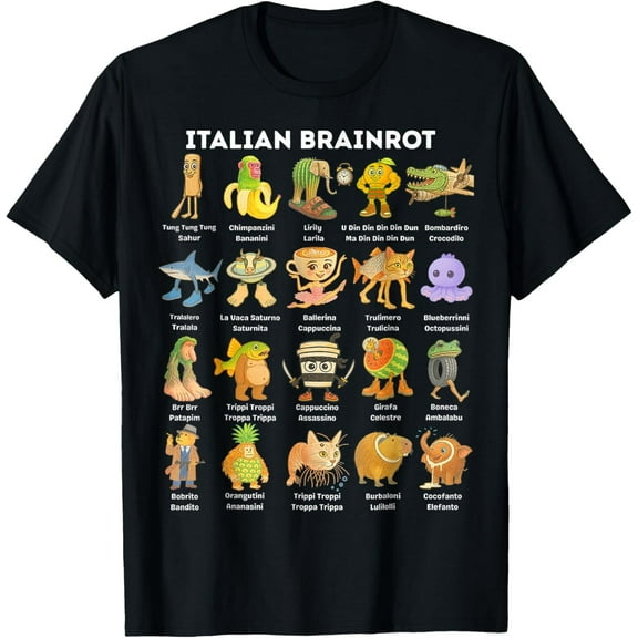 DOPASHIRT Italian Brainrot All Brainrot Animals T-Shirt Unisex S-5XL Hot Trending Shirt, Vintage Birthday Gift
