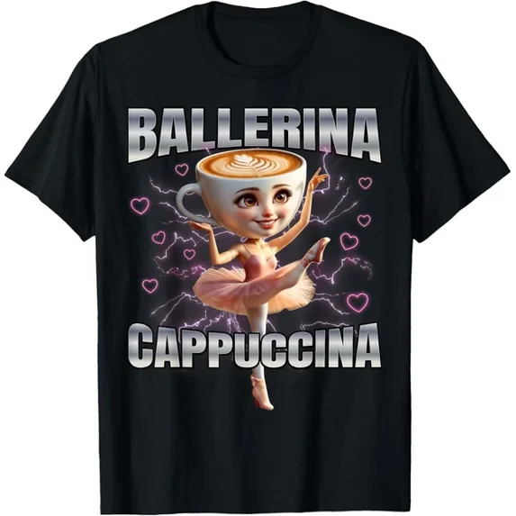 DOPASHIRT Italian Brainrot Ballerina Cappuccina Ballerina Cappuccino Unisex T-Shirt Unisex S-5XL Hot Trending Shirt, Vintage Birthday Gift