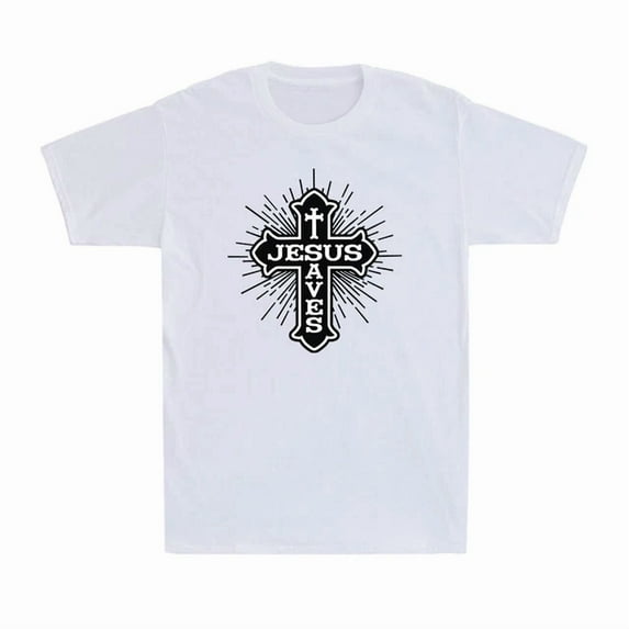 DOPASHIRT Jesus Saves Cross Christian Christianity Vintage Men's Cotton T-Shirt Unisex S-5XL Hot Trending Shirt, Vintage Birthday Gift