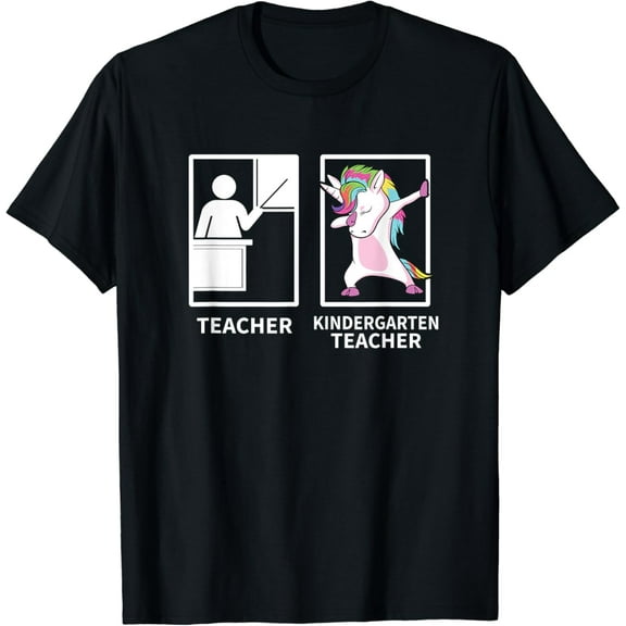 DOPASHIRT Kindergarten Teacher Shirts, Dabbing Unicorn Teacher Gift T-Shirt Unisex S-5XL Hot Trending Shirt, Vintage Birthday Gift