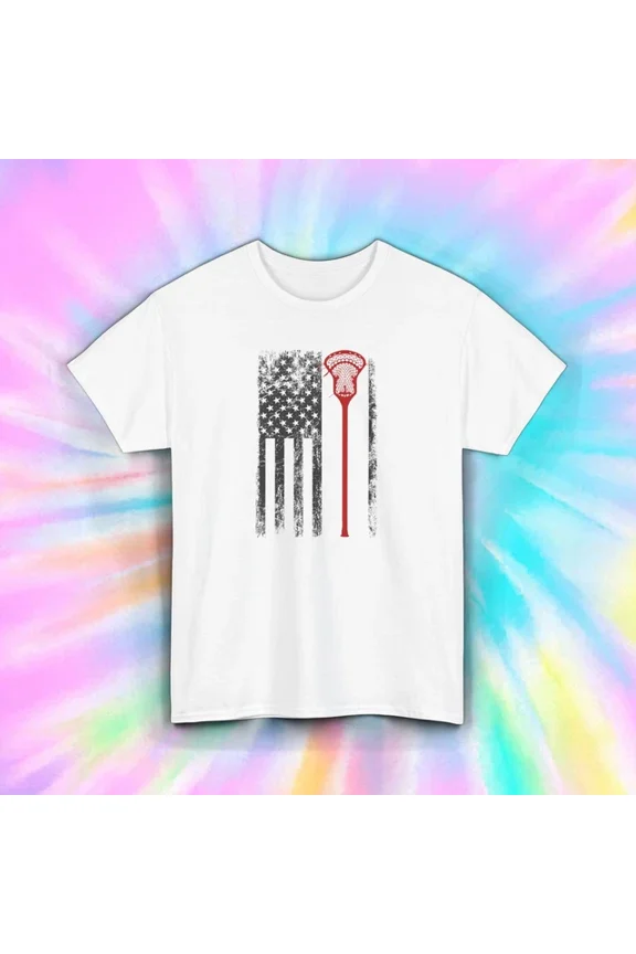 Lacrosse Usa Flag Shirt American Lacrosse Stick Sports Player Gift Tee Unisex S-5XL Hot Trending Shirt, Vintage Birthday Gift