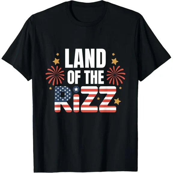 DOPASHIRT Land Of The Rizz Firework Independence 4Th Of July Red Blue T-Shirt Unisex S-5XL Hot Trending Shirt, Vintage Birthday Gift