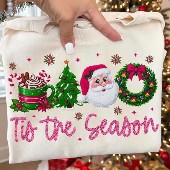 DOPASHIRT Latch Hook Yarn Faux Tis The Season Shirt, San.Ta Clause, Coffee Xmas, Pink Xmas Shirt, Merry And Bright Shirt, Retro Xmas, Winter Season Unisex S-5XL Hot Trending Shirt