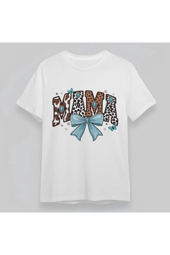 Leo.Pard Cow Print Mama Bow Tee Unisex S-5XL Hot Trending Shirt, Vintage Birthday Gift
