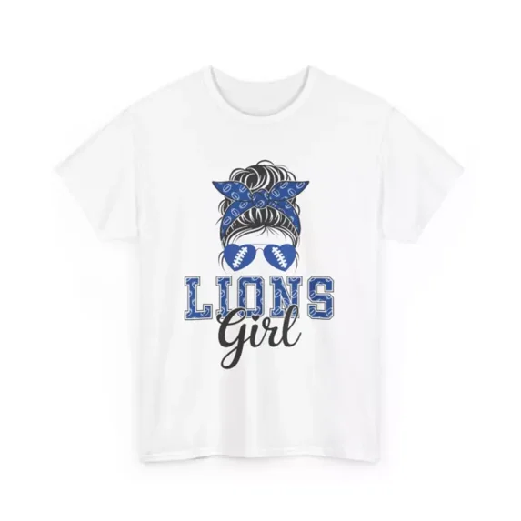 DOPASHIRT Lions Girl Shirt Messy Bun Funny Sports Fan Team T-Shirt Unisex S-5XL Hot Trending Shirt, Vintage Birthday Gift