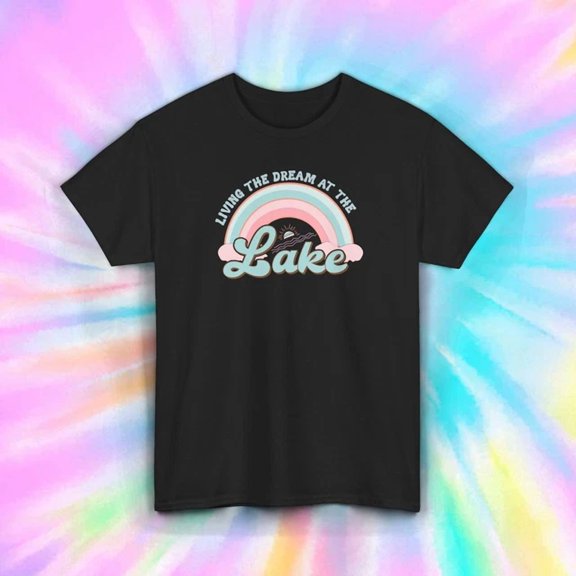 DOPASHIRT Living The Dream Lake T-Shirt Retro Summer Vacation Boating Tee Unisex S-5XL Hot Trending Shirt, Vintage Birthday Gift