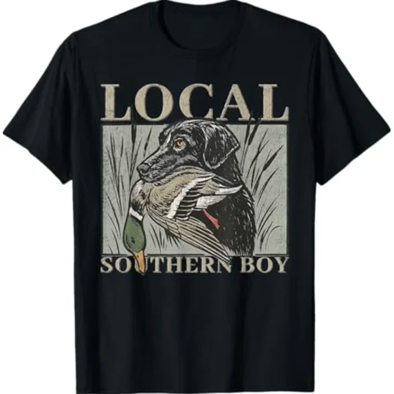 DOPASHIRT Local Southern Boy Duck Hunting Black Lab Outdoor Vintage T-Shirt Unisex S-5XL Hot Trending Shirt, Vintage Birthday Gift
