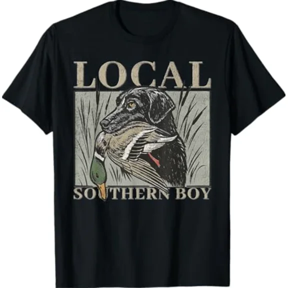 DOPASHIRT Local Southern Boy Duck Hunting Black Lab Outdoor Vintage T-Shirt Unisex S-5XL Hot Trending Shirt, Vintage Birthday Gift