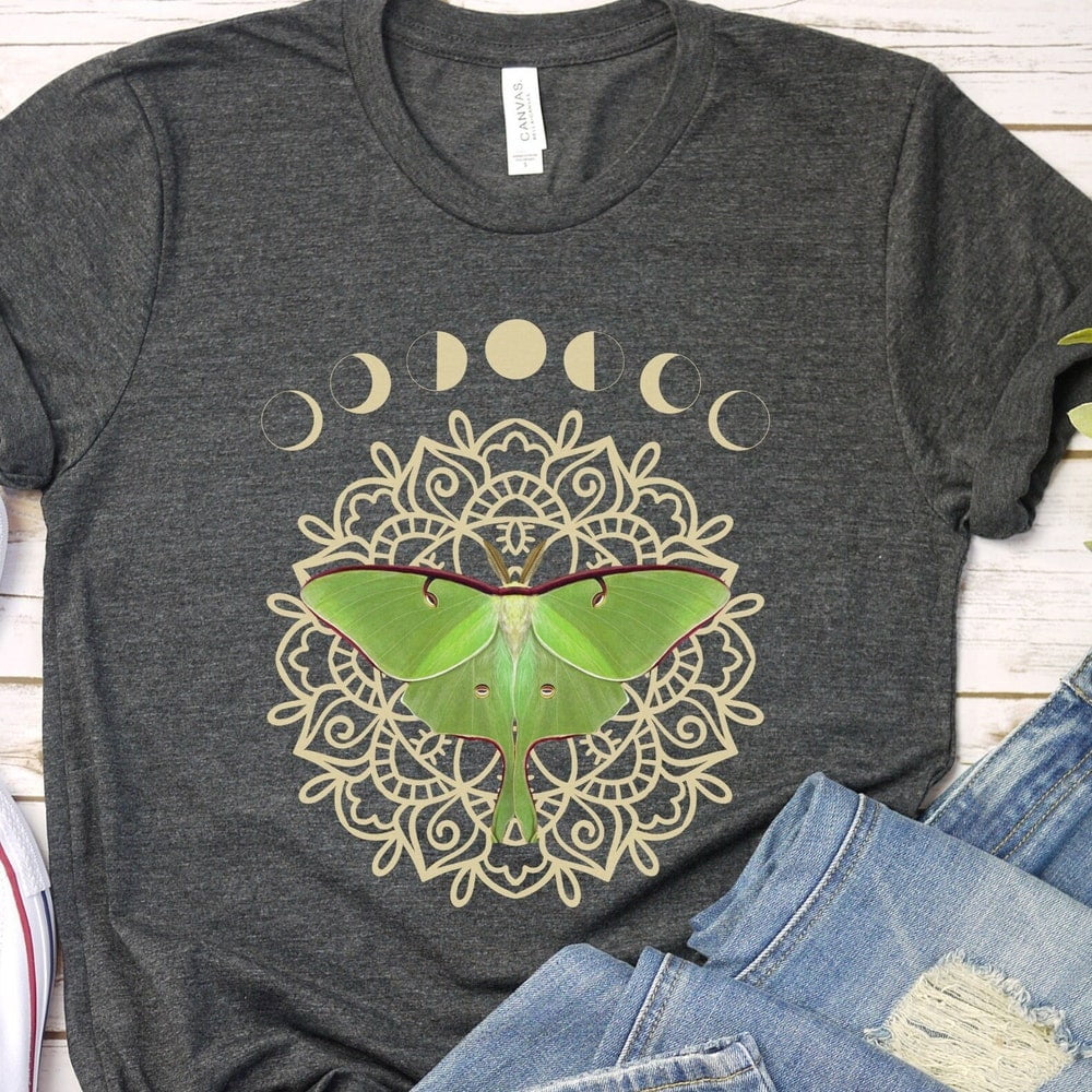 DOPASHIRT Luna Moth Shirt, Moon Phase Shirt, Celestial Shirt, Botanical ...