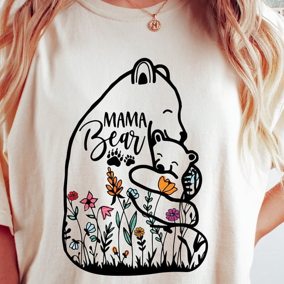 DOPASHIRT Mama Bear Shirt, Mom Shirt, Mama Bear, Cute Mama Bear And Baby With Wildflowers, Mom T-Shirt, Mommy Shirt, Mother'S Day Gift, Mama Sweatshirt Unisex S-5XL Hot Trending Shirt