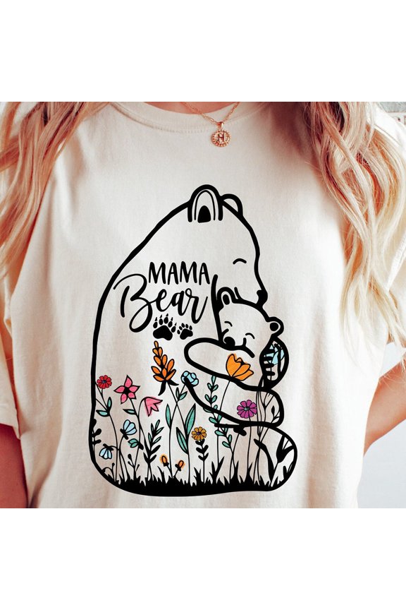 Mama Bear Shirt, Mom Shirt, Mama Bear, Cute Mama Bear And Baby With Wildflowers, Mom T-Shirt, Mommy Shirt, Mother'S Day Gift, Mama Sweatshirt Unisex S-5XL Hot Trending Shirt