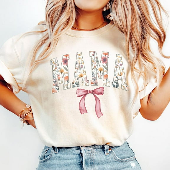 DOPASHIRT Mama Shirt, Floral Mama Shirt, Mothers Day Gift, Girly Gift For Mom, Cute Mom Shirt, Bow Shirt, Mama Bow Tshirt Unisex S-5XL Hot Trending Shirt, Vintage Birthday Gift