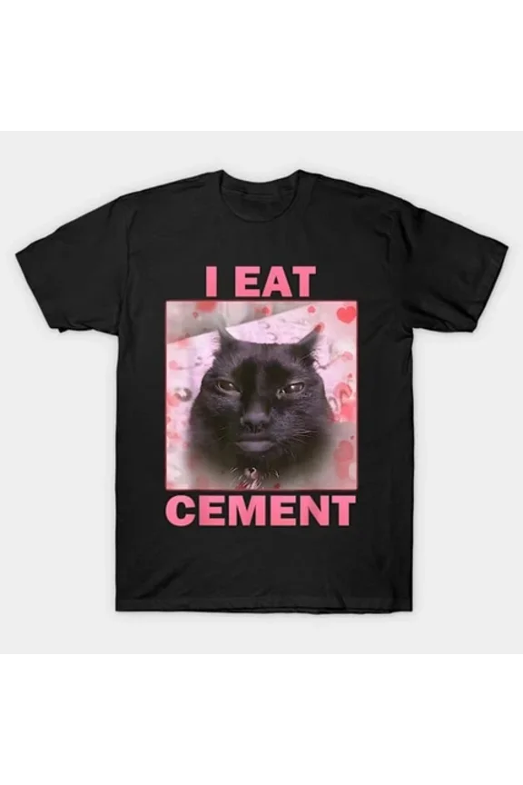 DOPASHIRT Men'S "I Eat Cement" Funny Cat Graphic T-Shirt, Crew Unisex S-5XL Hot Trending Shirt, Vintage Birthday Gift
