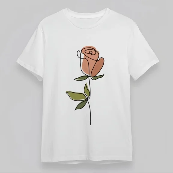 DOPASHIRT Minimalist Pink Rose Line Art Tee Unisex S-5XL Hot Trending Shirt, Vintage Birthday Gift