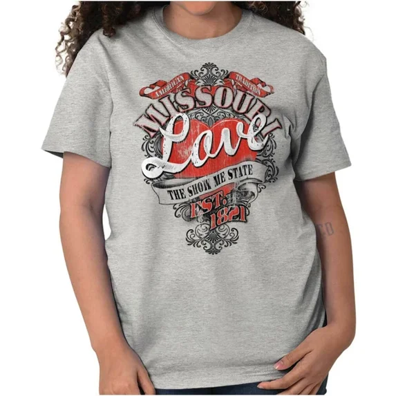 DOPASHIRT Missouri The Show Me State Fashion Souvenir Womens Short Sleeve Crewneck Tee Unisex S-5XL Hot Trending Shirt, Vintage Birthday Gift