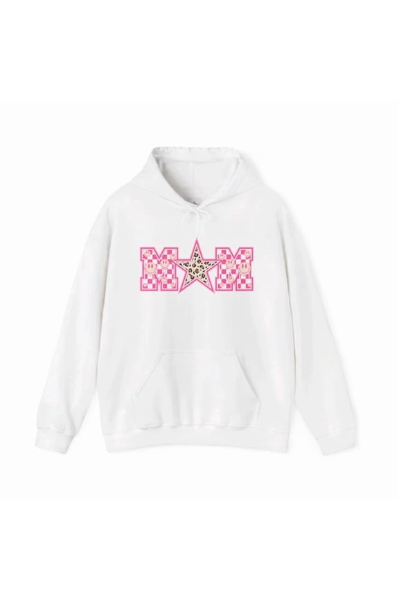 Mom Pink Leo.Pard Star Hoodie Outdoor Hoodie, Trendy Hoodie, Birthday Gift