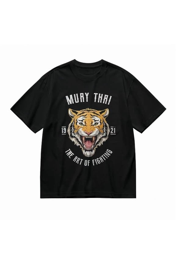Muay Thai Tiger Graphic Cotton Tee Unisex S-5XL Hot Trending Shirt, Vintage Birthday Gift