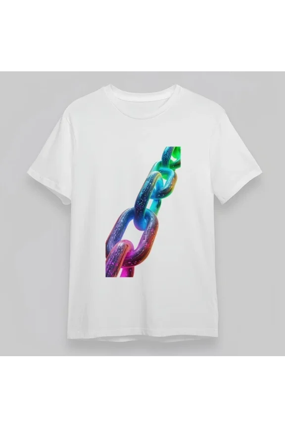 Multicolor Gradient Chain Links Graphic Tee Unisex S-5XL Hot Trending Shirt, Vintage Birthday Gift