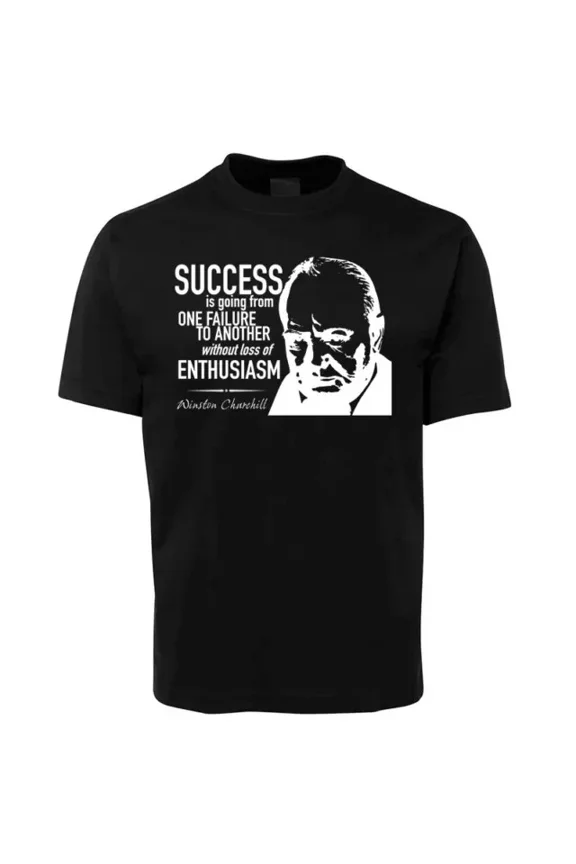 DOPASHIRT New Black Cotton Tee Winston Churchill Quote Tee Unisex S-5XL Hot Trending Shirt, Vintage Birthday Gift