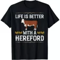 thumbnail image 1 of DOPASHIRT New Life Is Better With Hereford Cow Cattle Bull Beef Farm T-Shirt Unisex S-5XL Hot Trending Shirt, Vintage Birthday Gift, 1 of 3