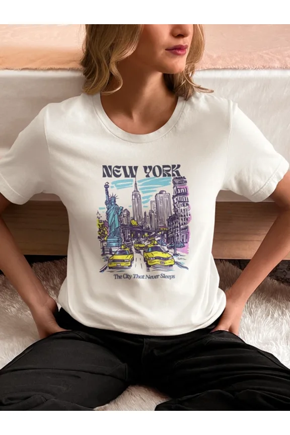 New York Graphic T-Shirt Unisex Nyc Travel Gift Tee City Souvenir Statue Liberty Unisex S-5XL Hot Trending Shirt, Vintage Birthday Gift