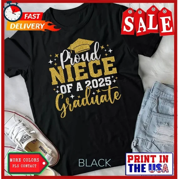 DOPASHIRT Niece Senior 2025 Proud Niece Of A Class Of 2025 Graduate Style T-Shirt Unisex S-5XL Hot Trending Shirt, Vintage Birthday Gift