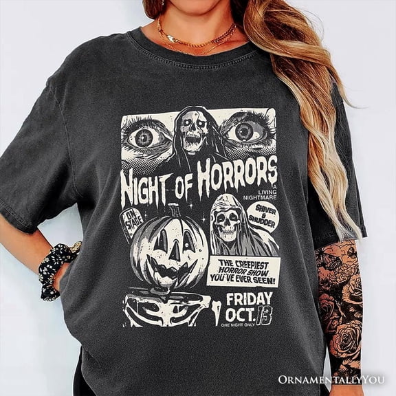 DOPASHIRT Night Of Horrors Retro Hal.Low.Een T-Shirt, Vintage Poster Tee For Sp00Ky Season Fans Unisex S-5XL Hot Trending Shirt, Vintage Birthday Gift