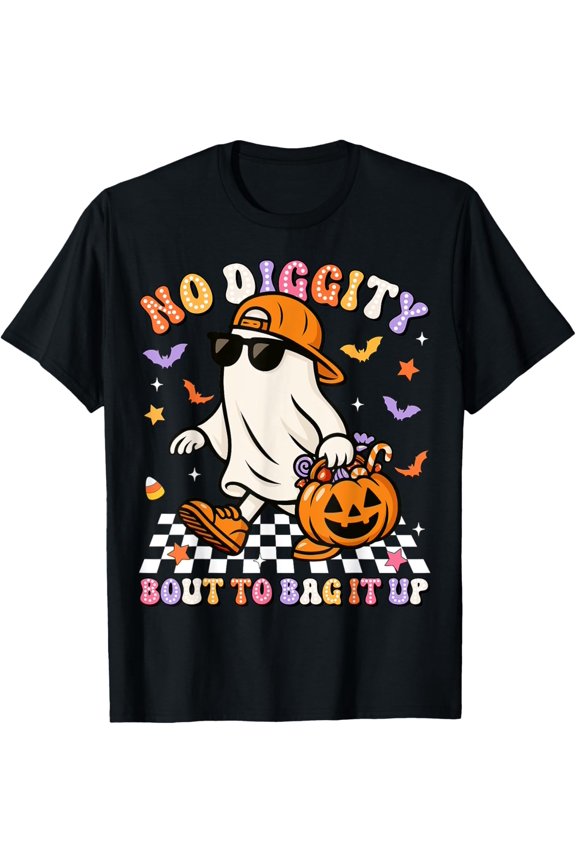 No Diggity Bout To Bag It Up Hal.Low.Een Cool Ghost T-Shirt Unisex S-5XL Hot Trending Shirt, Vintage Birthday Gift