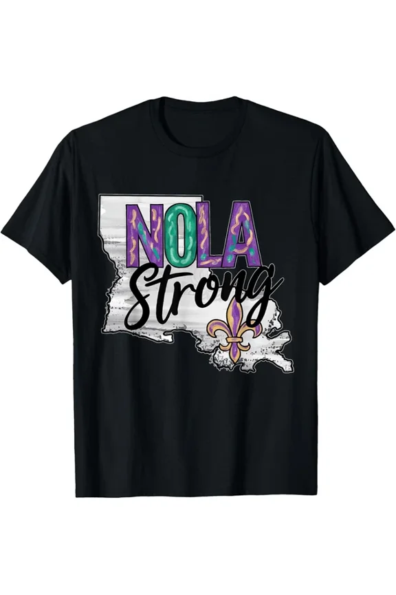 DOPASHIRT Nola Strong Louisiana Map Fleur-De-Lis New Orleans T-Shirt Unisex S-5XL Hot Trending Shirt, Vintage Birthday Gift