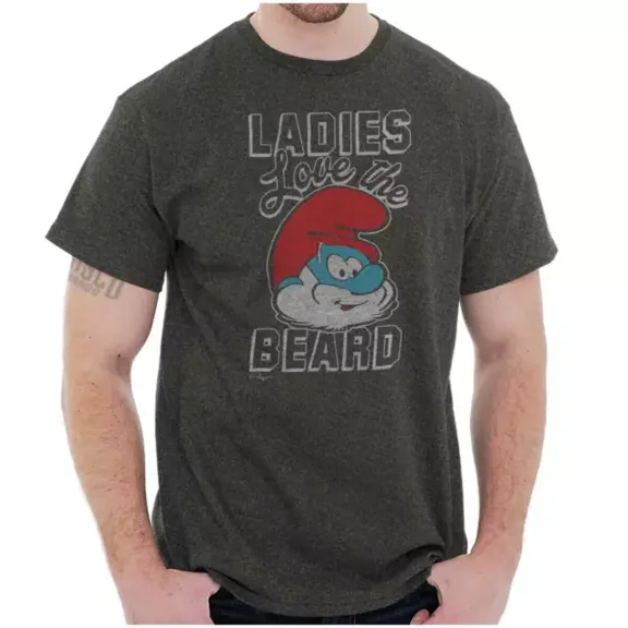 DOPASHIRT Papa Smurf Ladies Love The Beard Bearded Guy Mens Casual Crewneck T Shirt Unisex S-5XL Hot Trending Shirt, Vintage Birthday Gift